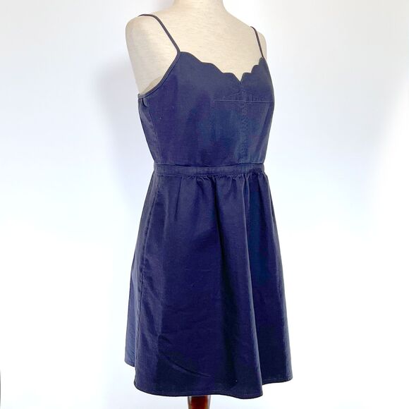 J Crew Factory Blue Dress Adjustable Straps Pockets Size 10 - Picture 2 of 8